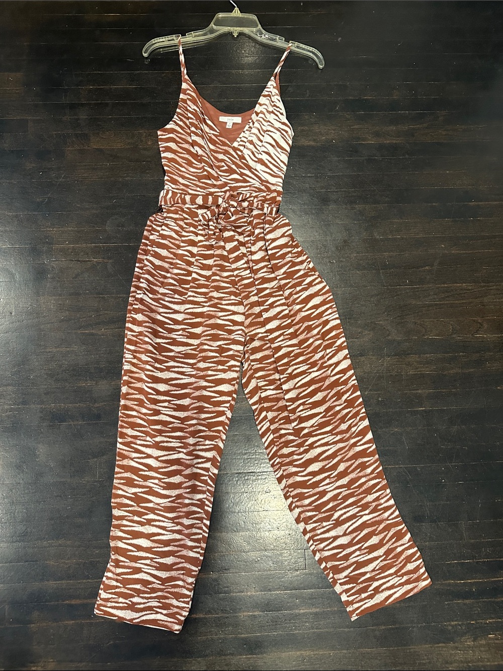 Joie Rust Zebra-Print Cropped Jumpsuit